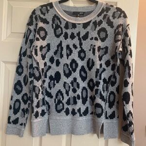 Aqua Cashmere Gray/Black Print Sweater sz S